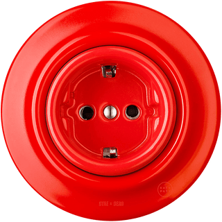 PORCELAIN WALL SOCKET RED SCHUKO - DYKE & DEAN