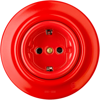 PORCELAIN WALL SOCKET RED SCHUKO - DYKE & DEAN