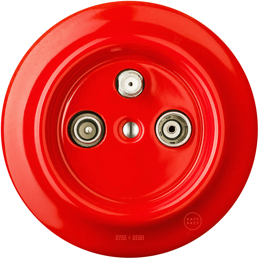 PORCELAIN WALL SOCKET RED TV ANTENNA - DYKE & DEAN