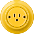 PORCELAIN WALL SOCKET YELLOW USA 15 AMP - DYKE & DEAN