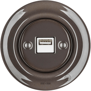 PORCELAIN WALL USB CHARGER BROWN - DYKE & DEAN
