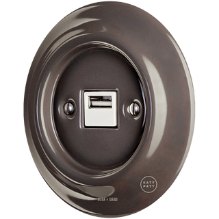 PORCELAIN WALL USB CHARGER BROWN - DYKE & DEAN