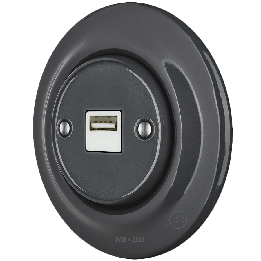 PORCELAIN WALL USB CHARGER DARK GREY - DYKE & DEAN