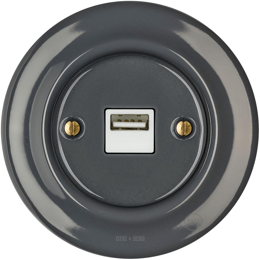 PORCELAIN WALL USB CHARGER DARK GREY - DYKE & DEAN