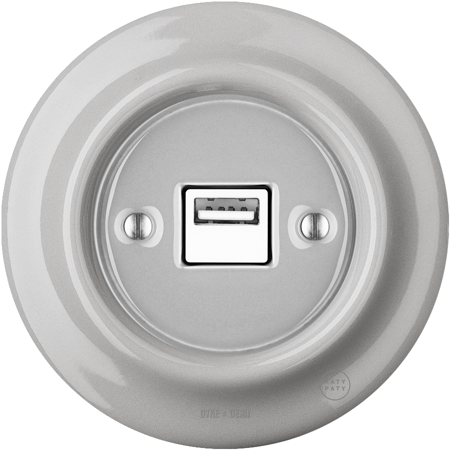 PORCELAIN WALL USB CHARGER GREY - DYKE & DEAN