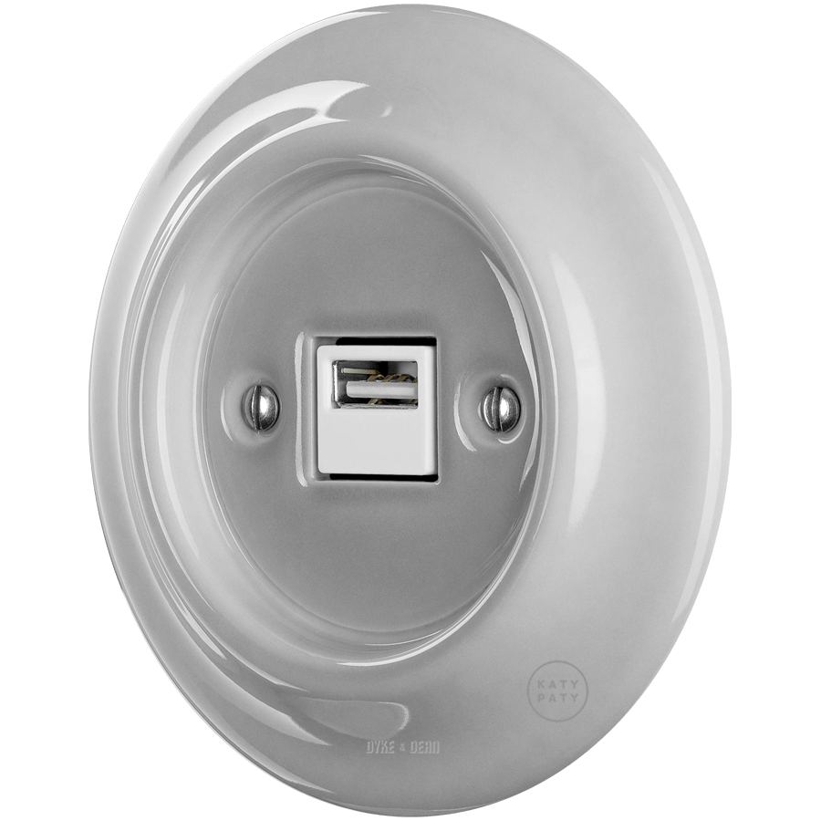 PORCELAIN WALL USB CHARGER GREY - DYKE & DEAN