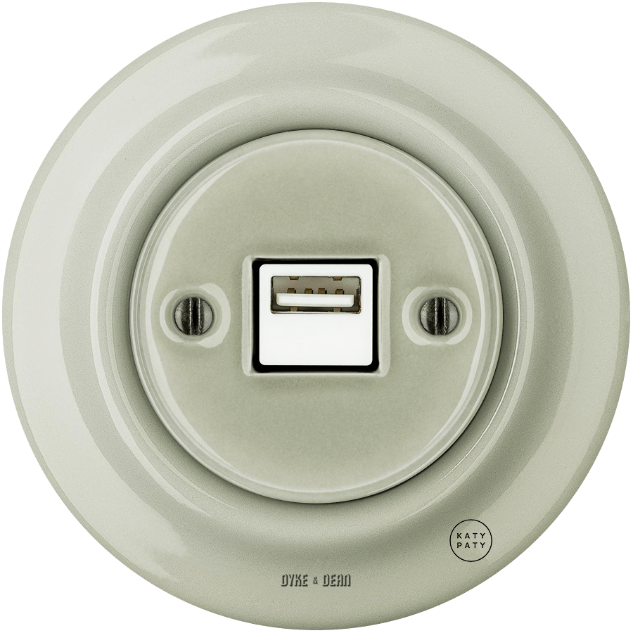 PORCELAIN WALL USB CHARGER GREY GREEN - DYKE & DEAN