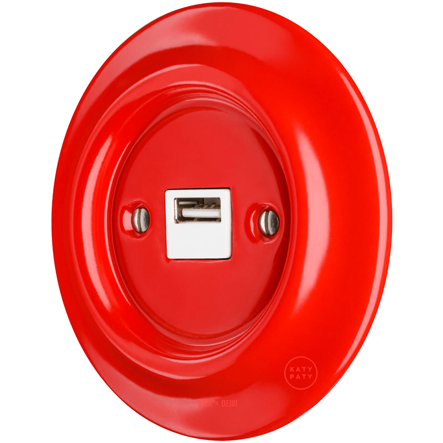 PORCELAIN WALL USB CHARGER RED - DYKE & DEAN