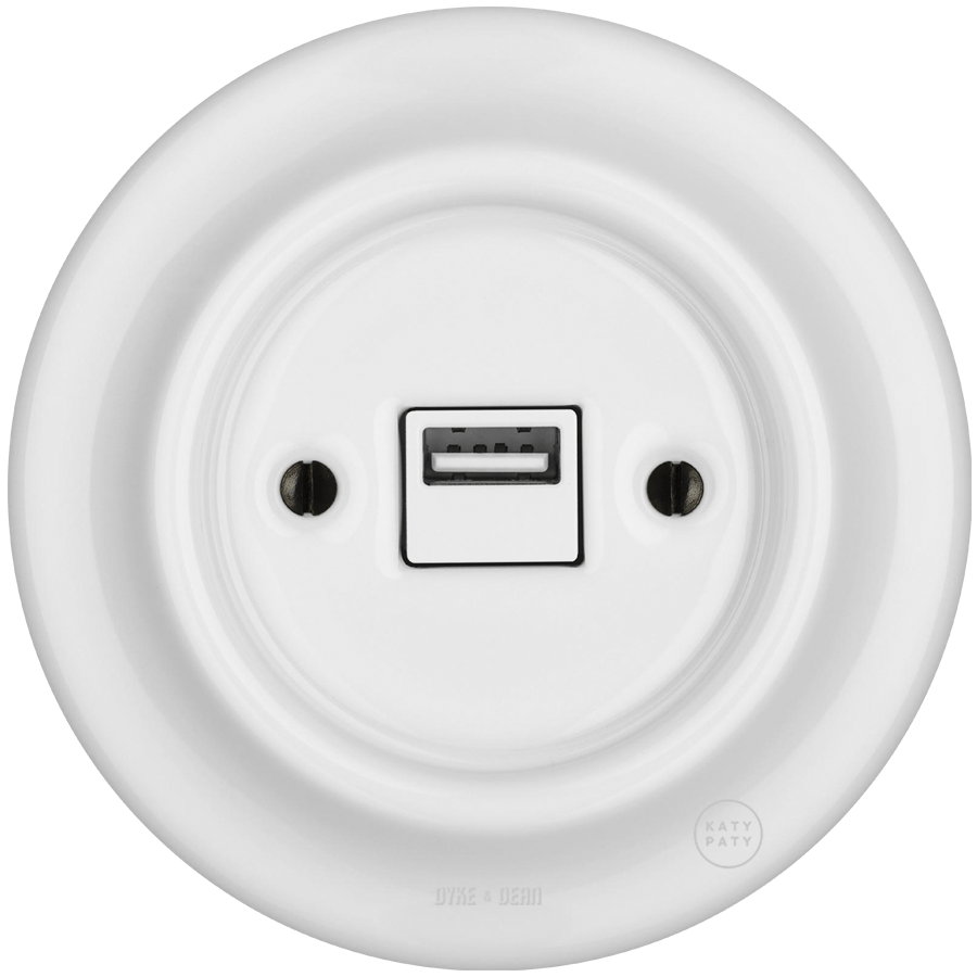 PORCELAIN WALL USB CHARGER WHITE - DYKE & DEAN