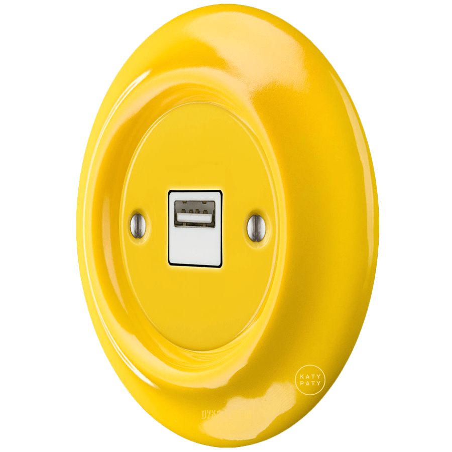 PORCELAIN WALL USB CHARGER YELLOW - DYKE & DEAN