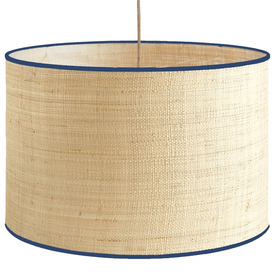 RAFFIA TRIM NATURAL SHADE E27 DRUM BLUE RIM - DYKE & DEAN