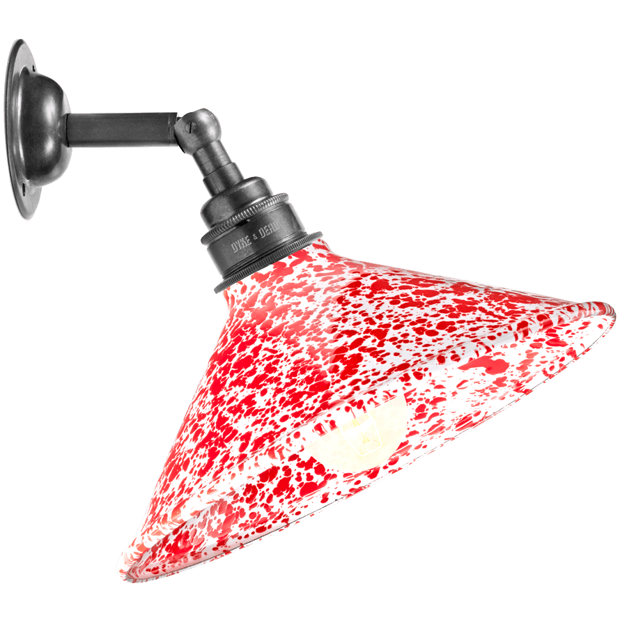 RED CONE SHADE SPLATTERWARE WALL LAMP - DYKE & DEAN