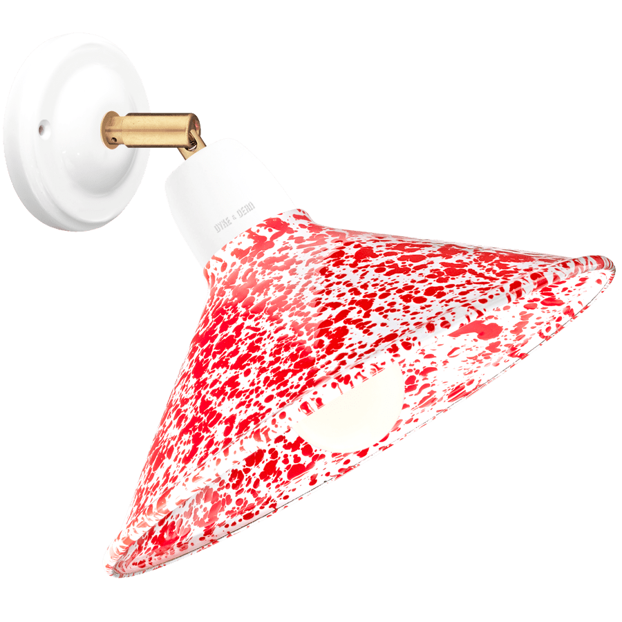 RED ENAMEL ELBOW WHITE CERAMIC LAMP - DYKE & DEAN