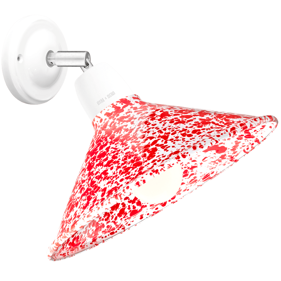 RED ENAMEL ELBOW WHITE CERAMIC LAMP - DYKE & DEAN