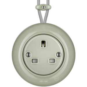 SURFACE PORCELAIN WALL SOCKET GREY GREEN UK - PORCELAIN WALL SOCKETS - DYKE & DEAN  - Homewares | Lighting | Modern Home Furnishings