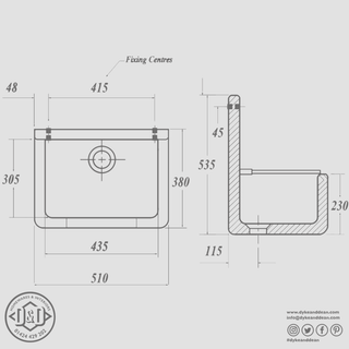 UTILITY CERAMIC WALL MOUNTED BUTLER SINK - DYKE & DEAN