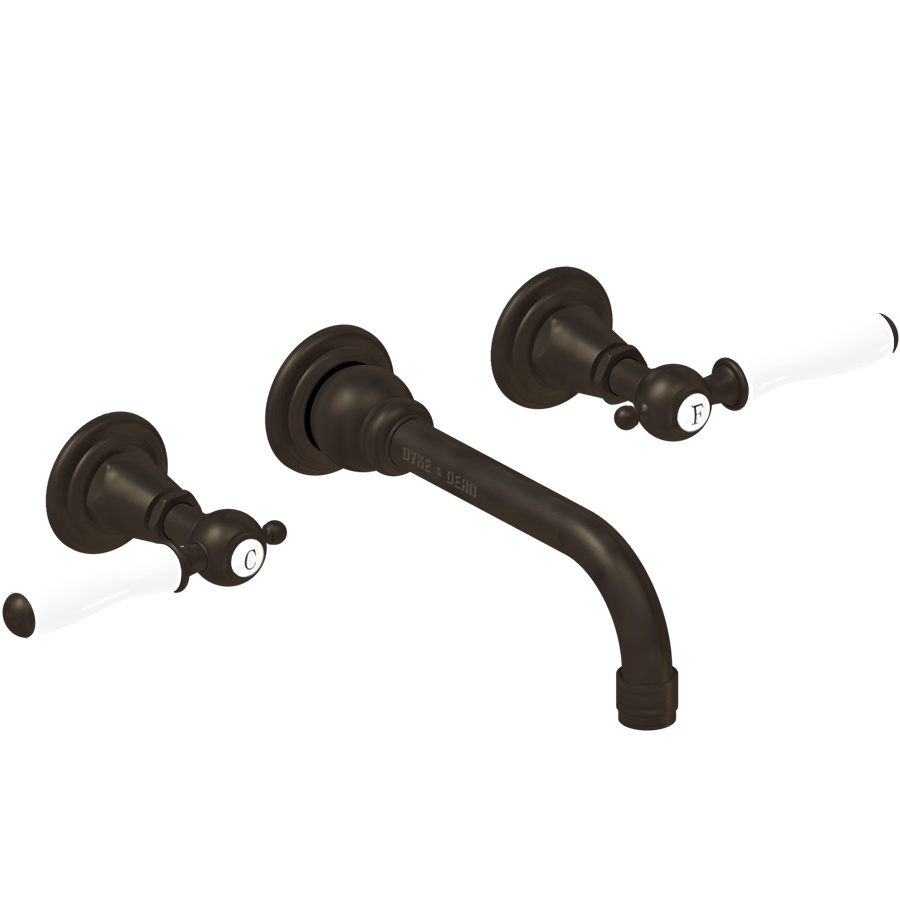 WALL MOUNTED SPOUT PORCELAIN LEVER HANDLE TAPS - DYKE & DEAN