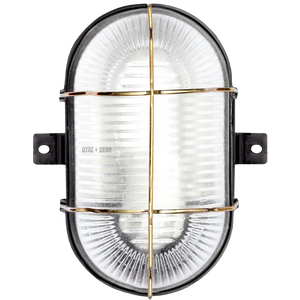 WATERPROOF GLASS & NICKEL BLACK BULKHEAD LAMP - BATHROOM / OUTDOOR LIGHTS - DYKE & DEAN  - Homewares | Lighting | Modern Home Furnishings