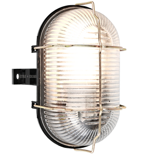 WATERPROOF GLASS & NICKEL BLACK BULKHEAD LAMP - BATHROOM / OUTDOOR LIGHTS - DYKE & DEAN  - Homewares | Lighting | Modern Home Furnishings