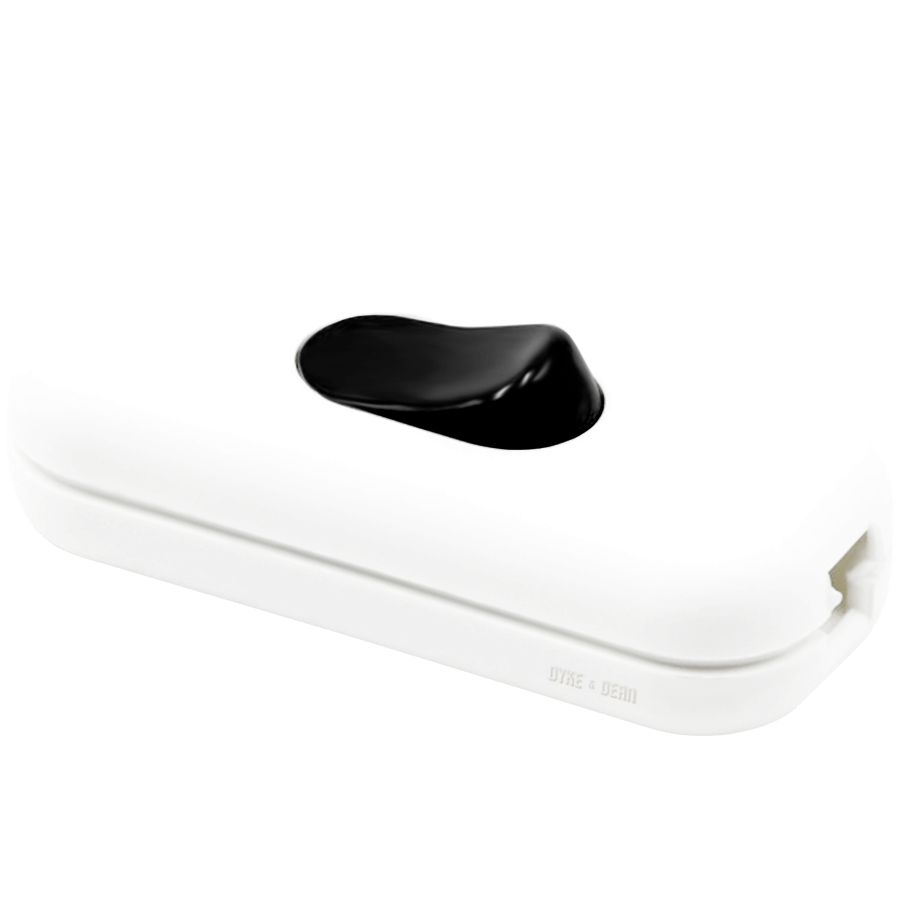 WHITE BASIC INLINE CABLE LAMP SWITCH BLACK - DYKE & DEAN