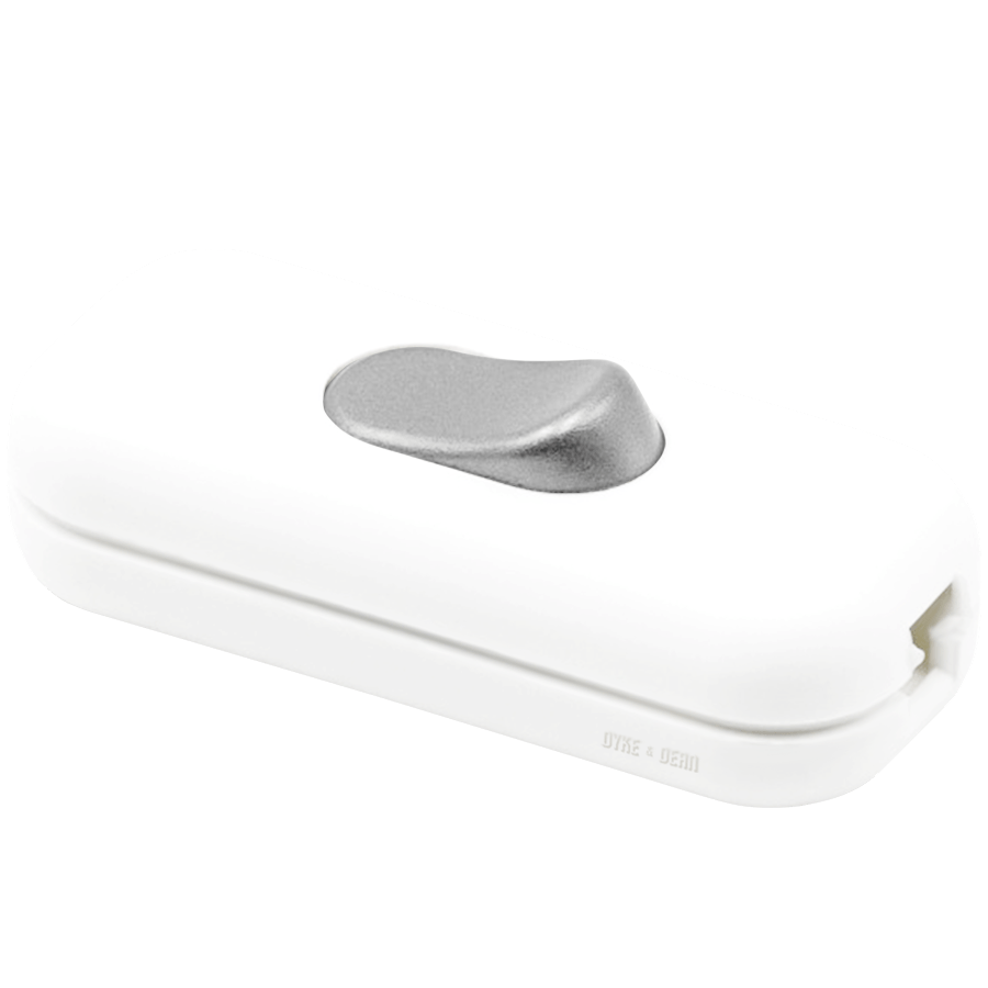 WHITE BASIC INLINE CABLE LAMP SWITCH GREY - DYKE & DEAN