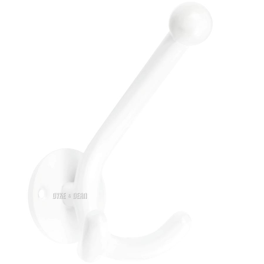 WHITE DOOR KNOB HOOK TRIPLE - DYKE & DEAN