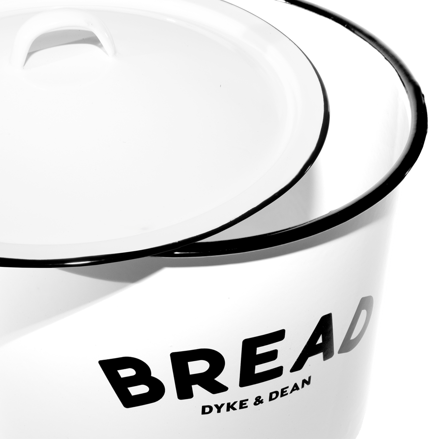 WHITE ENAMEL BREAD BIN - DYKE & DEAN