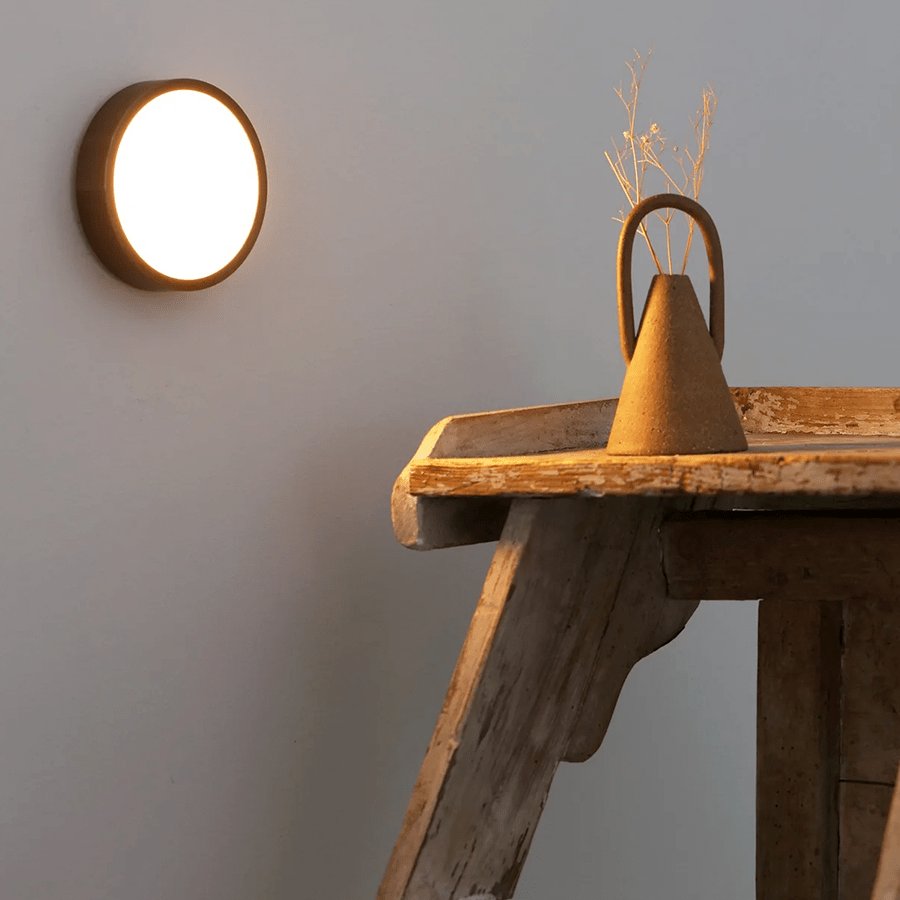 WHITE WOOD DISC WALL LIGHT - DYKE & DEAN