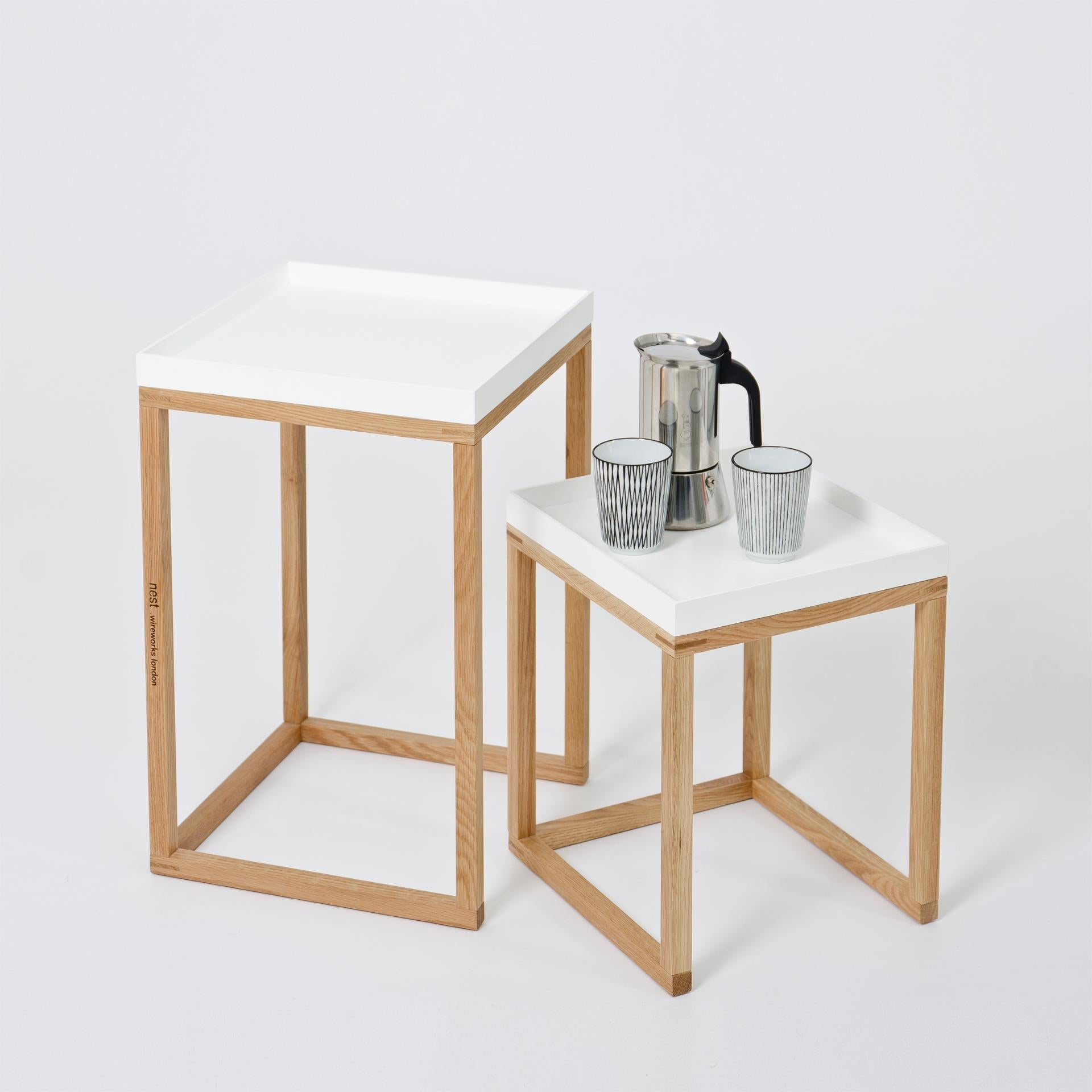 Cube nest of tables oak sales