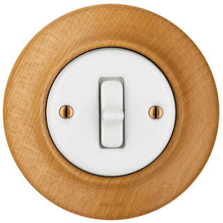 WOODEN PORCELAIN WALL LIGHT SWITCH FAGUS TOGGLE - DYKE & DEAN