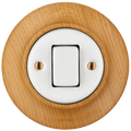 Fagus beech and porcelain fat button wall light switch by Katy Paty