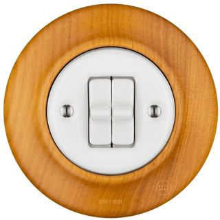 WOODEN PORCELAIN WALL LIGHT SWITCH PADELUS 2 TOGGLE - DYKE & DEAN