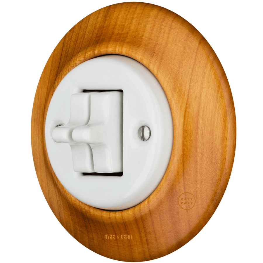 WOODEN PORCELAIN WALL LIGHT SWITCH PADELUS 2 TOGGLE - DYKE & DEAN