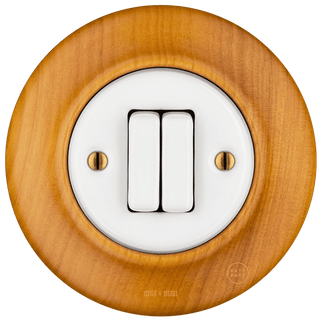 WOODEN PORCELAIN WALL LIGHT SWITCH PADELUS DOUBLE - DYKE & DEAN