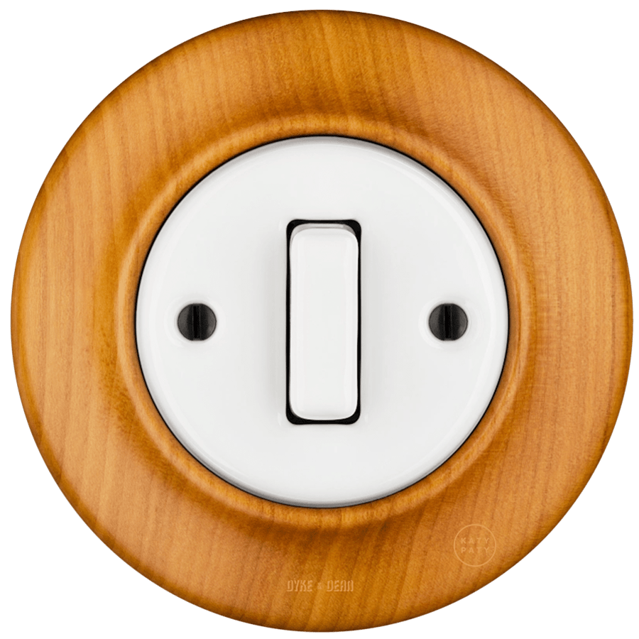 WOODEN PORCELAIN WALL LIGHT SWITCH PADELUS SLIM BUTTON - DYKE & DEAN