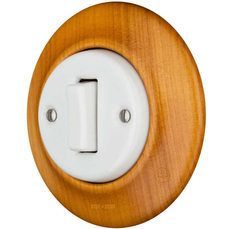 WOODEN PORCELAIN WALL LIGHT SWITCH PADELUS SLIM BUTTON - DYKE & DEAN
