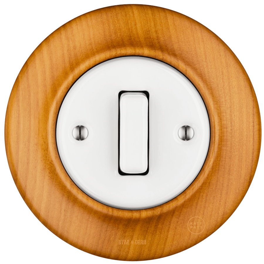 WOODEN PORCELAIN WALL LIGHT SWITCH PADELUS SLIM BUTTON - DYKE & DEAN