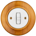 Padelus wooden toggle light switch by Katy Paty in porcelain and cherry