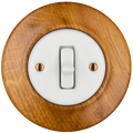 Robus wooden toggle light switch by Katy Paty in porcelain and oak