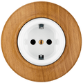 Fagus schuko socket by Katy Paty with white porcelain centre and beech surround